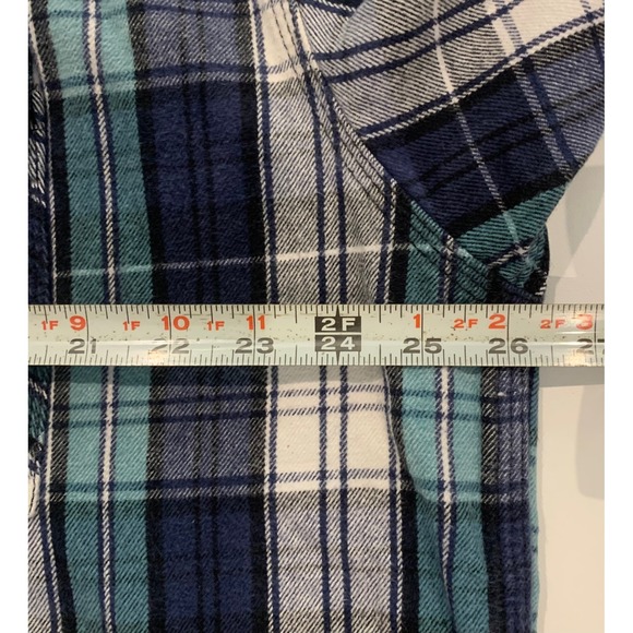 Five Brother Blue Teal Plaid Western Heavy Flannel Pearl Snap Shirt 2XL Tall - Picture 11 of 11
